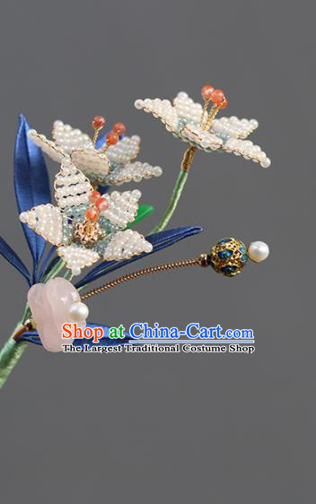 China Traditional Qing Dynasty Court Hairpin Classical Lily Flowers Hair Stick Hair Accessories