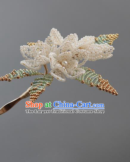 China Classical Beads Jasmine Flower Hair Stick Hair Accessories Traditional Song Dynasty Empress Hairpin