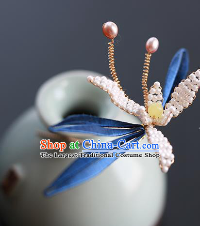 China Classical Beads Orchid Hair Stick Traditional Song Dynasty Princess Hairpin