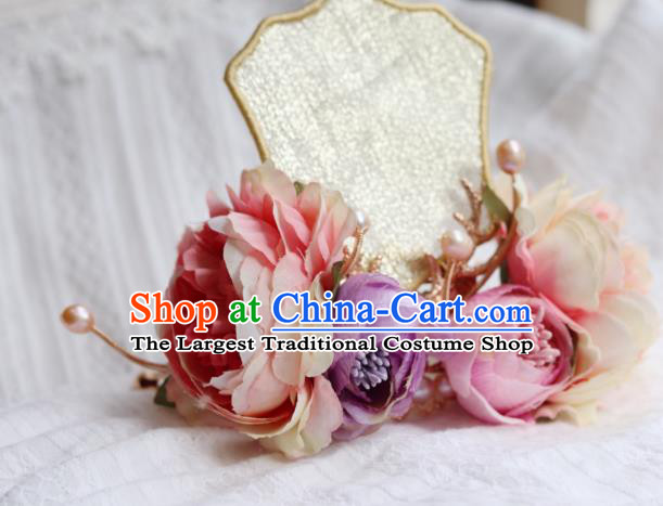 China Traditional Song Dynasty Imperial Consort Hair Crown Ancient Court Woman Flowers Chaplet
