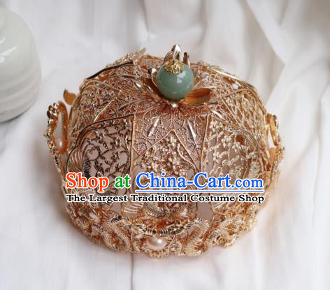 China Ancient Queen Golden Phoenix Coronet Traditional Ming Dynasty Empress Hair Crown