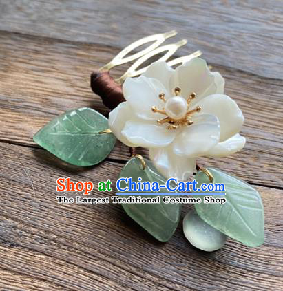 China Ancient Princess Shell Hairpin Traditional Ming Dynasty Jasmine Flower Hair Comb