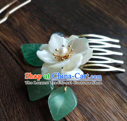 China Ancient Princess Shell Hairpin Traditional Ming Dynasty Jasmine Flower Hair Comb