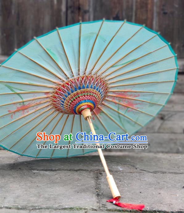 China Painting Manjusaka Blue Oil Paper Umbrella Classical Dance Umbrella