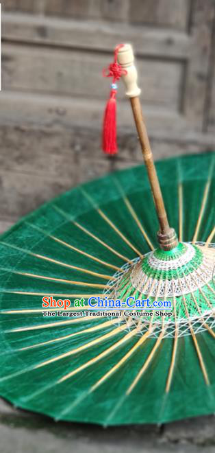China Handmade Green Oil Paper Umbrella Classical Dance Umbrella Bumbershoot