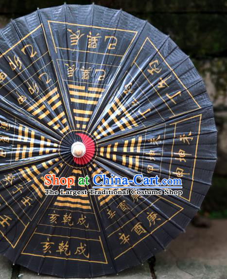 China Handmade Tai Chi Oil Paper Umbrella Bumbershoot Classical Dance Black Umbrella