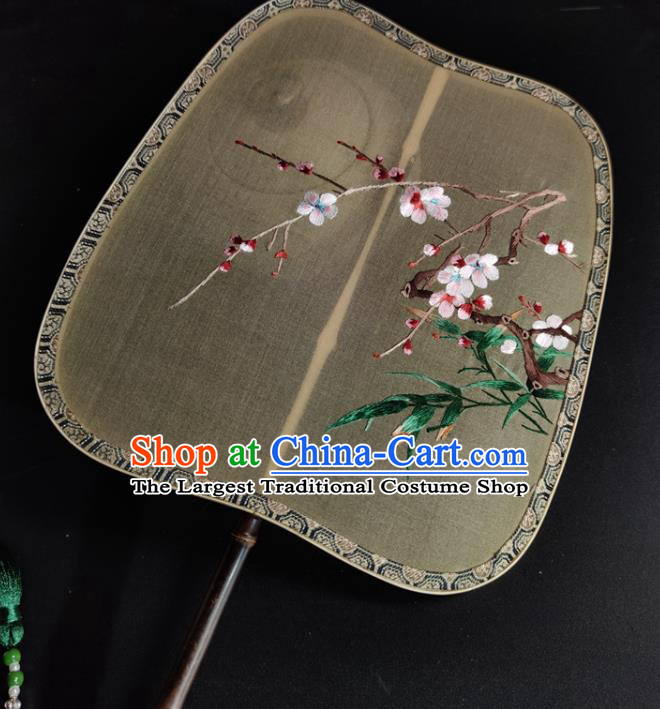 Chinese Embroidered Plum Blossom Palace Fan Ancient Song Dynasty Silk Fan Traditional Hanfu Fan