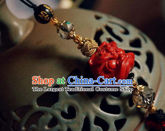 Chinese Classical Cinnabar Tassel Pendant Traditional Hanfu Waist Accessories