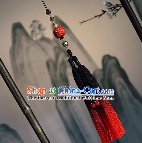 Chinese Classical Cinnabar Tassel Pendant Traditional Hanfu Waist Accessories