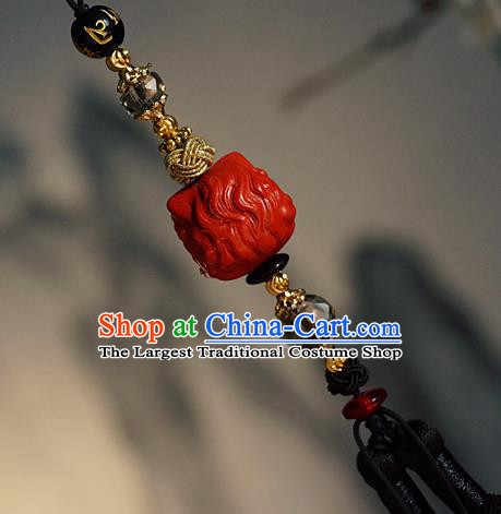 Chinese Classical Cinnabar Tassel Pendant Traditional Hanfu Waist Accessories