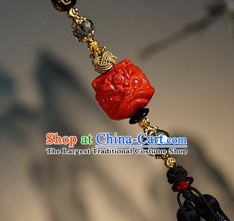 Chinese Classical Cinnabar Tassel Pendant Traditional Hanfu Waist Accessories