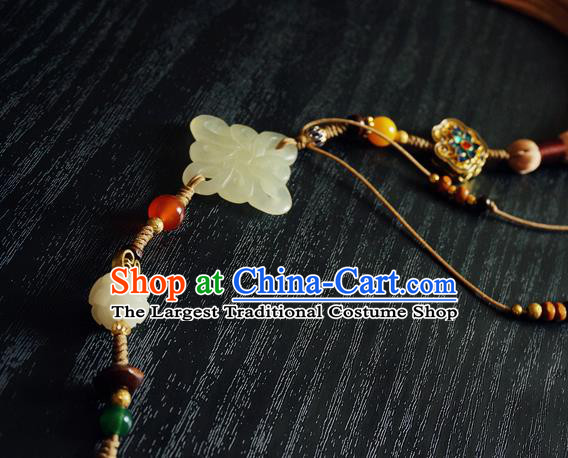 Chinese Classical Brown Tassel Jade Pendant Traditional Hanfu Waist Accessories