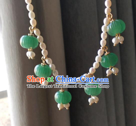 Chinese Traditional Hanfu Pearls Necklace Accessories Classical Aventurine Necklet