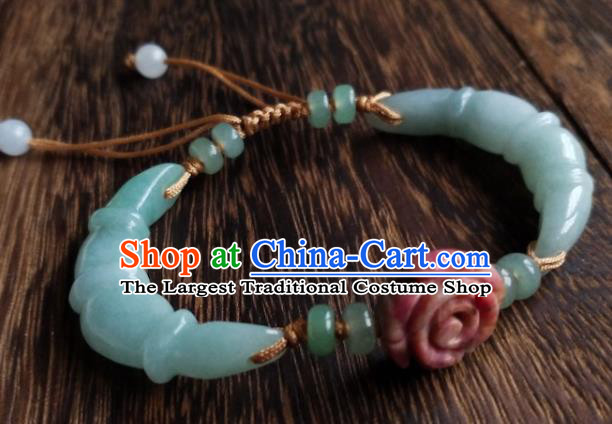 Chinese Classical Hanfu Jade Bracelet Traditional Carving Rose Wristlet Accessories