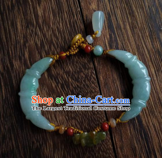 Chinese Traditional Hanfu Carving Lotus Wristlet Accessories Classical Jade Bracelet Jewelry