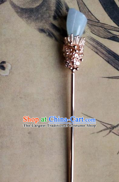 China Ancient Princess Aventurine Hairpin Traditional Ming Dynasty Pearls Tassel Hair Stick