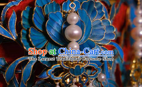 Chinese Traditional Ming Dynasty Wedding Phoenix Coronet Ancient Empress Pearls Hair Accessories
