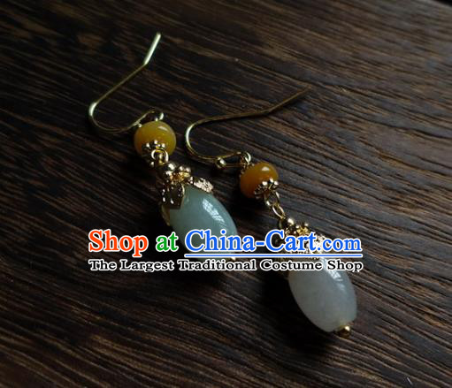 Chinese Handmade Classical Cheongsam Earrings Traditional Aventurine Ear Accessories