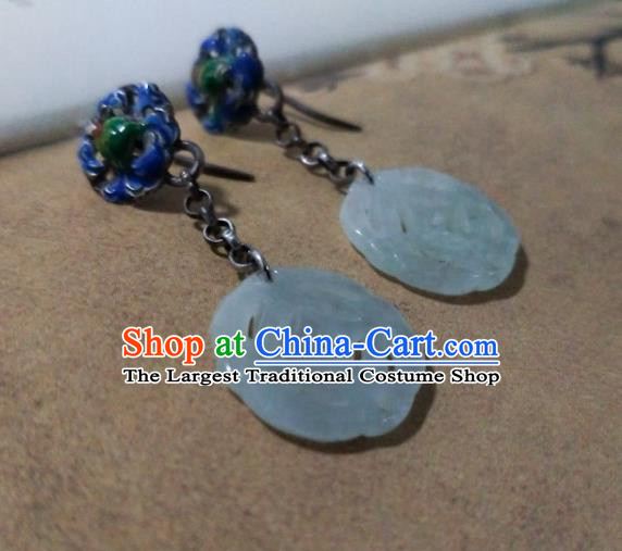 Chinese Traditional Hetian Jade Ear Accessories Handmade Classical Cheongsam Blueing Earrings