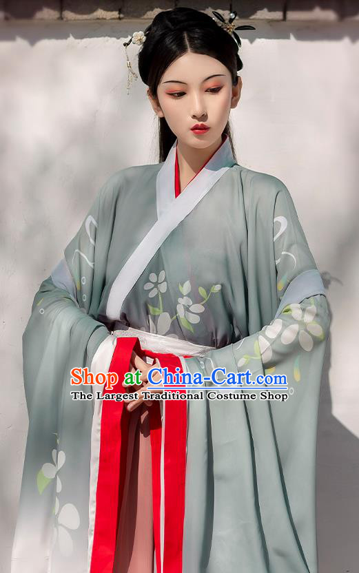 China Traditional Jin Dynasty Royal Princess Historical Costume Ancient Palace Beauty Hanfu Dress Clothing