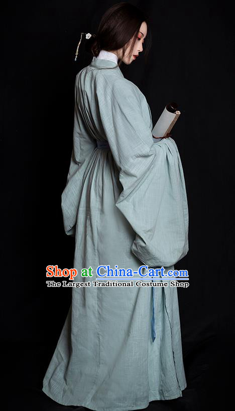 China Ancient Young Beauty Hanfu Dress Clothing Traditional Jin Dynasty Noble Lady Historical Costume