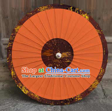 China Handmade Classical Dance Umbrella Craft Traditional Orange Oil Paper Umbrella