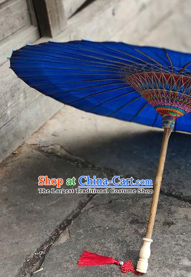 China Classical Royalblue Umbrella Traditional Dance Oil Paper Umbrella Handmade Umbrellas Craft
