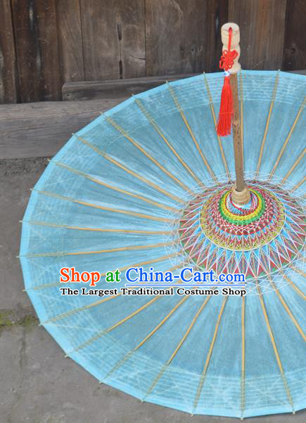 China Classical Light Blue Umbrella Umbrella Handmade Umbrellas Craft Traditional Dance Oil Paper