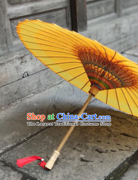 China Traditional Yellow Oil Paper Umbrella Handmade Classical Jiangnan Umbrellas
