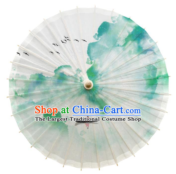 China Handmade Landscape Painting Oil Paper Umbrella Traditional Stage Performance Umbrella