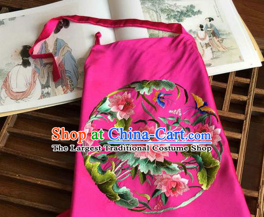 China Traditional Wedding Stomachers Undergarment Handmade Embroidered Lotus Rosy Silk Bellyband Corset