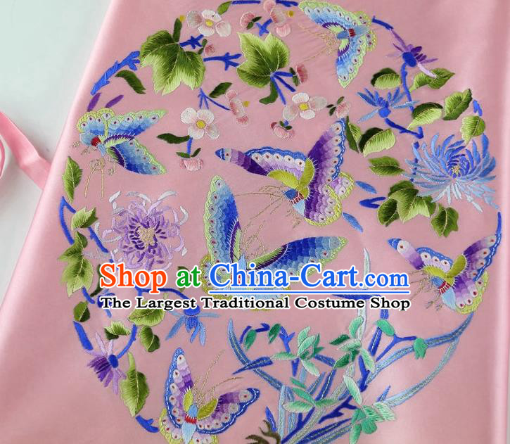 China Handmade Embroidered Orchids Butterfly Pink Silk Bellyband Traditional Stomachers Wedding Undergarment Women Sexy Corset