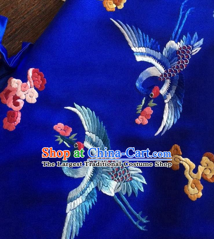 China Handmade Embroidered Crane Royalblue Silk Bellyband Traditional Undergarment Stomachers Women Sexy Corset