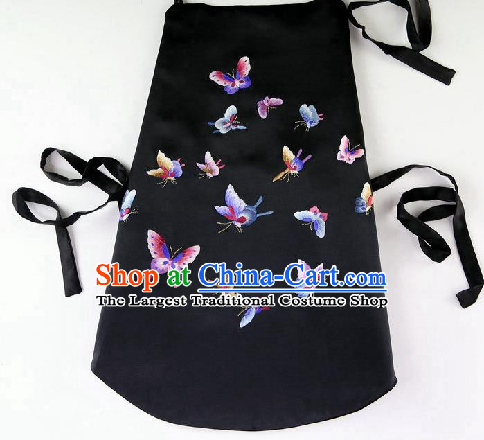 China Traditional Women Sexy Corset Undergarment Stomachers Handmade Embroidered Butterfly Black Silk Bellyband