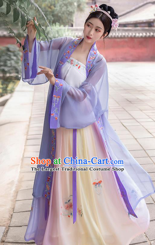 China Traditional Song Dynasty Imperial Consort Historical Costumes Ancient Court Beauty Hanfu Dress