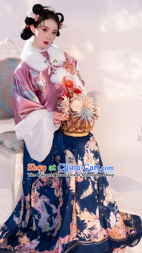 China Ancient Palace Beauty Hanfu Dress Clothing Traditional Ming Dynasty Historical Costume Complete Set