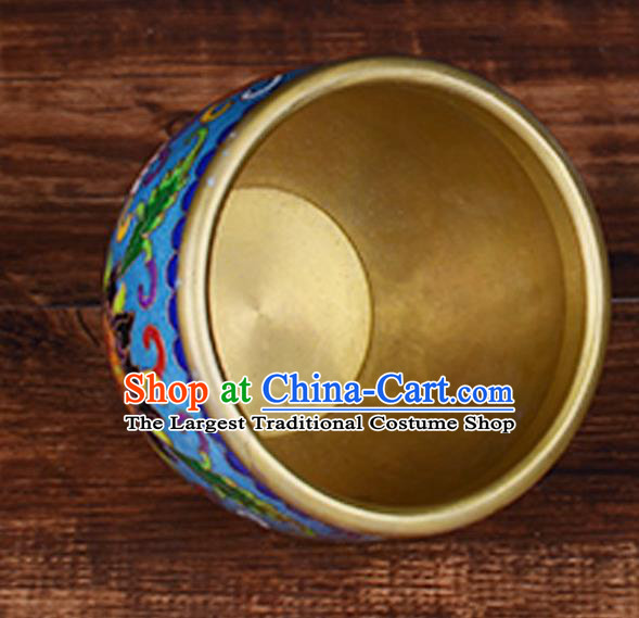 China Handmade Brass Blue Cup Traditional Cloisonne Ornament