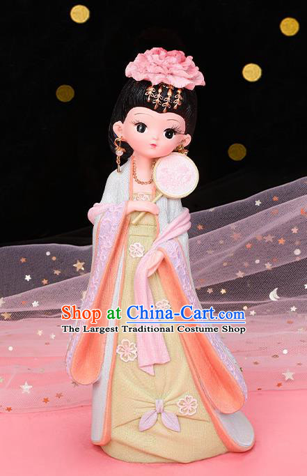 China Handmade Beijing Blue Dress Figurine Doll Traditional Tang Dynasty Beauty Princess Resin Doll