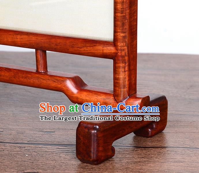 Chinese Handmade Rosewood Table Ornament Traditional Suzhou Embroidery Desk Screen