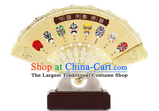 Chinese Printing Beijing Opera Facial Makeup Accordion Decoration Handmade Brass Fan Traditional Folding Fan