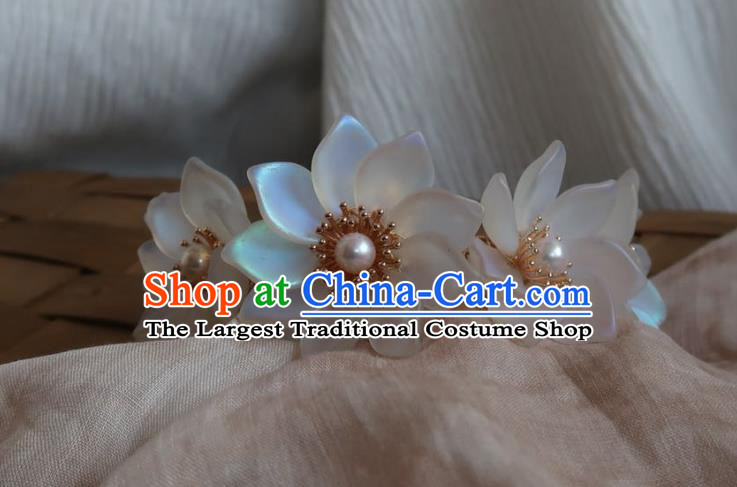 China Handmade Hanfu Hairpin Traditional Ancient Princess White Lotus Hair Stick