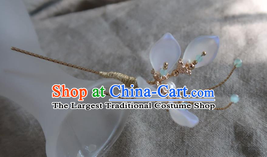 China Handmade Hanfu Moonshine Butterfly Hairpin Traditional Ancient Ming Dynasty Hair Clip