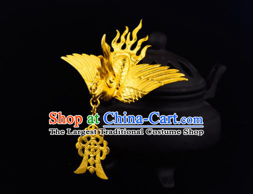 China Ancient Queen Hairpin Handmade Traditional Song Dynasty Empress Golden Phoenix Hair Crown