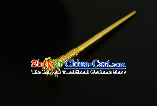 China Ancient Court Lady Golden Hairpin Handmade Traditional Song Dynasty Empress Hair Stick