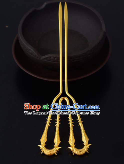 China Ancient Noble Countess Hairpin Handmade Traditional Song Dynasty Golden Bamboo Hair Stick