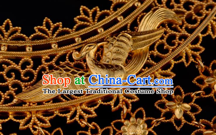 China Ancient Palace Lady Hairpin Handmade Traditional Song Dynasty Empress Golden Tassel Hair Comb