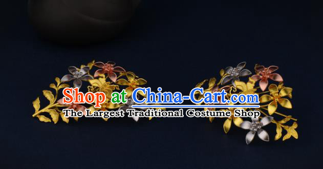 China Ancient Princess Hairpin Handmade Traditional Ming Dynasty Flowers Hair Claw