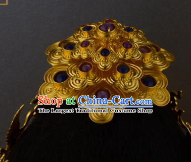 China Ancient Empress Ruby Hair Jewelry Handmade Traditional Ming Dynasty Queen Gems Hair Crown