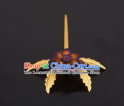 China Handmade Traditional Ming Dynasty Princess Hair Stick Ancient Palace Lady Purple Flower Hairpin