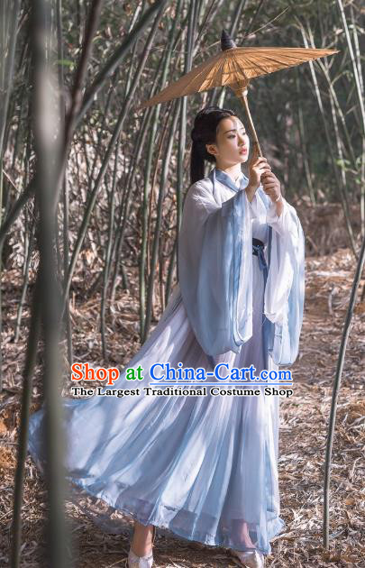 China Traditional Jin Dynasty Nobility Woman Historical Costumes Ancient Female Swordsman Hanfu Dress Clothing